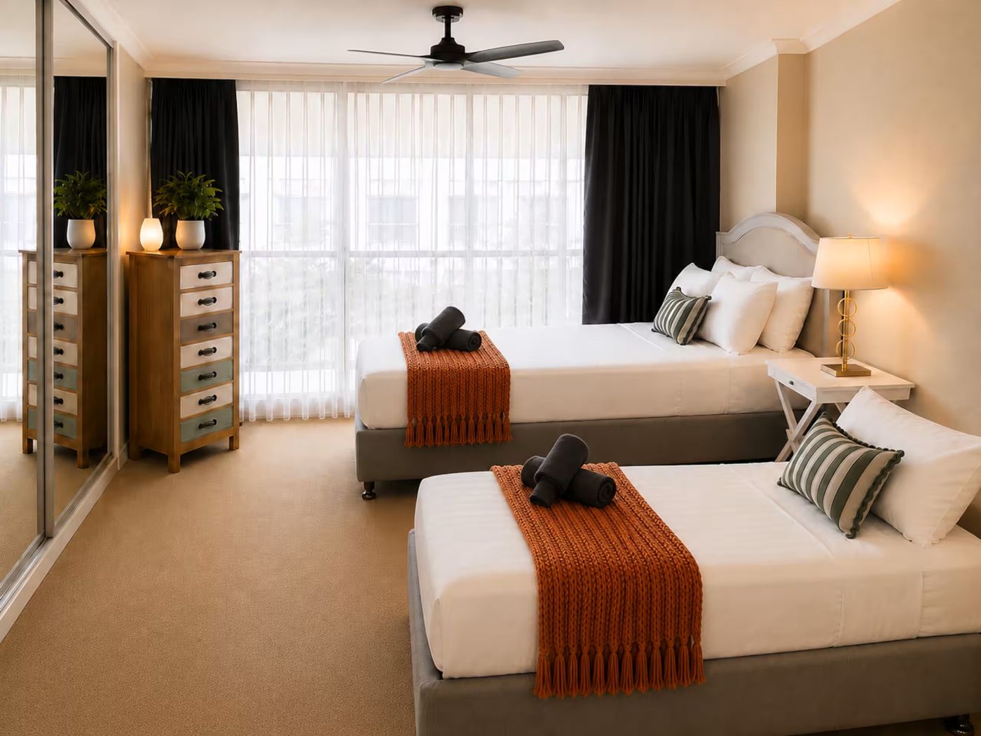 Bedroom 2 with a queen and a single bed